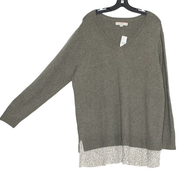 NWT Loft Sweater Merino Wool Minimalist Lagenlook Scandi Neutral Green 20/22 - Picture 5 of 6